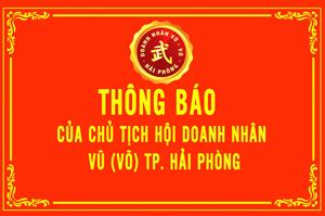 THÔNG BÁO: Về việc thôi giữ chức vụ của các Phó Chủ tịch Hội Doanh nhân Vũ – Võ TP. Hải Phòng