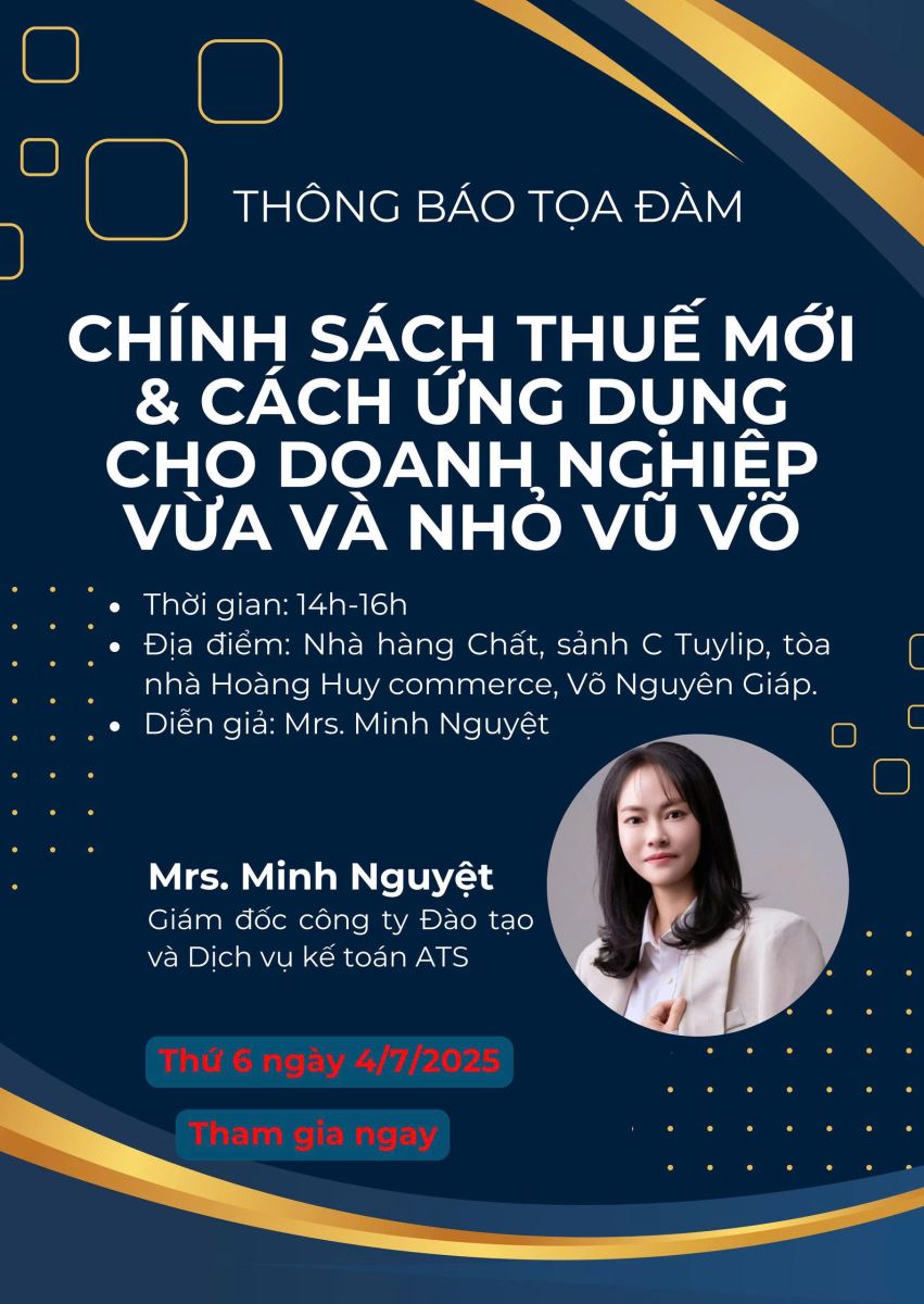 Bản tin hoạt động: Tọa đàm “Chính sách thuế mới & cách ứng dụng cho doanh nghiệp vừa và nhỏ Vũ - Võ”